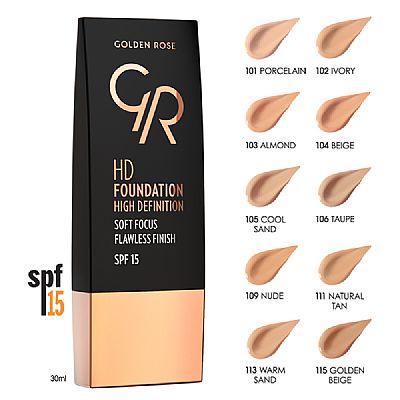Golden Rose HD Foundation spf15 No106 Taupe 30ml