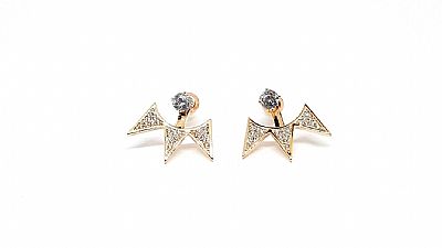 Ear jacket earrings Triangles χρυσό