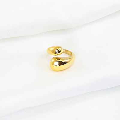 Double Tears Ring Stailness Steel Gold